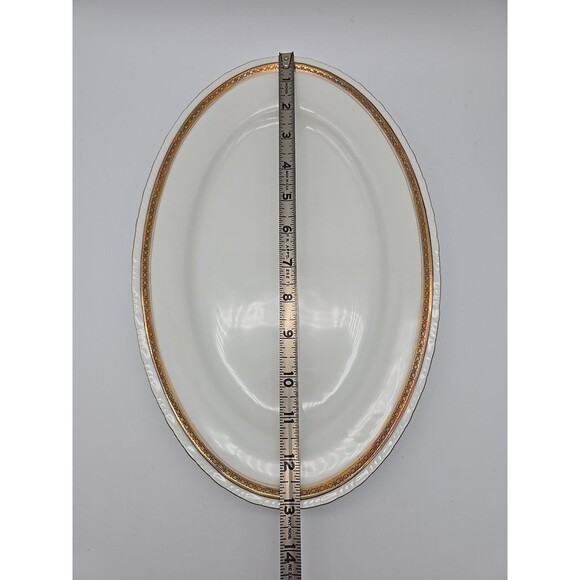 Rorstrand Sweden Oval Porcelain Platter #523 Gold Ribbon Pattern 13.25" x 8.5" - Picture 6 of 9